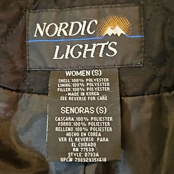 Nordic Nights Black quilted coat with hood size Small - Picture 9 of 12